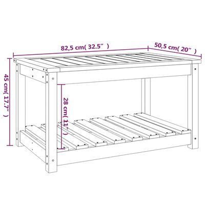 vidaXL dārza galds, 82,5x50,5x45 cm, priedes masīvkoks