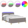 vidaXL LED gultas pamatne ar matraci Pelēkbrūna 140 x 190 cm audums