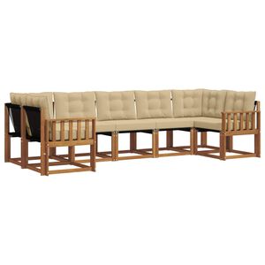 vidaXL Āra dīvānu komplekts ar spilvenu 7 pcs Dabisks un bē&scaron;s