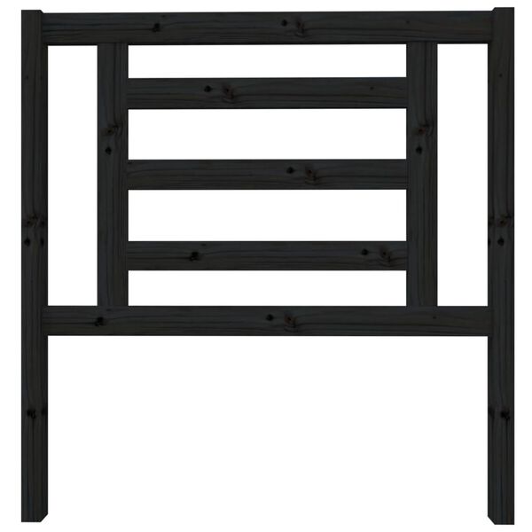 vidaXL gultas galvgalis, melns, 96x4x100 cm, priedes masīvkoks