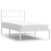 vidaXL gultas rāmis ar galvgali, balts metāls, 90x200 cm