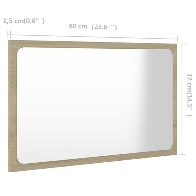 vidaXL vannasistabas spogulis, ozolkoka krāsā, 60x1,5x37 cm