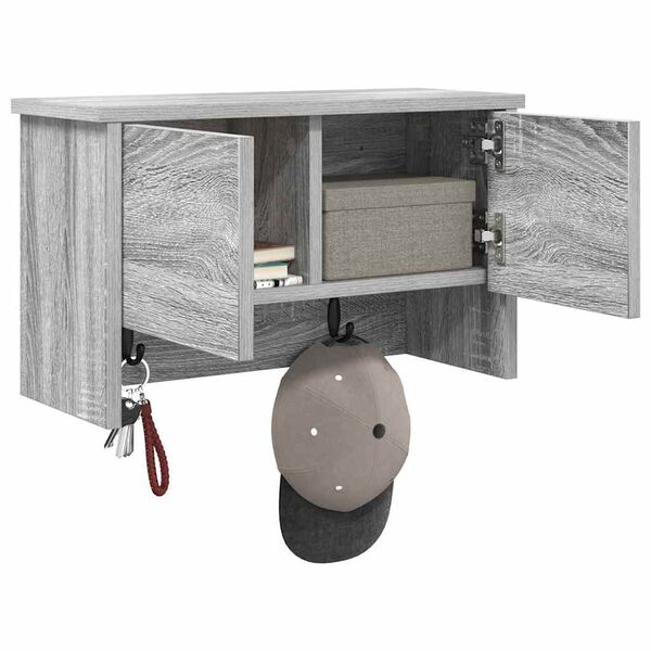 vidaXL Sienas pakaramais ar plauktu Pelēks Sonoma 50 x 20 x 30 cm