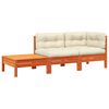 vidaXL dārza dīvāns ar matračiem un kājsoliņu, priedes masīvkoks