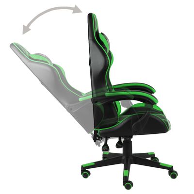 vidaXL biroja krēsls, melna un zaļa mākslīgā āda