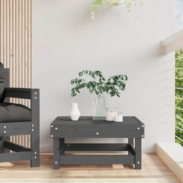 vidaXL dārza kājsoliņ&scaron;, pelēks, priedes masīvkoks