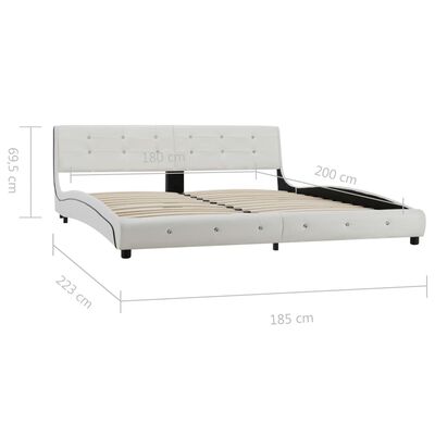 vidaXL gulta ar atmiņas efekta matraci, balta mākslīgā āda, 180x200 cm