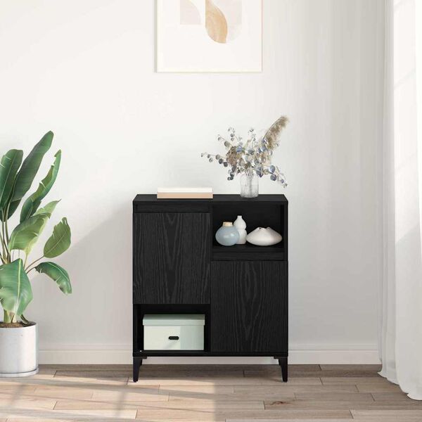 vidaXL Puse Melns ozolkoks 60 x 35 x 70 cm Inženierijas koks