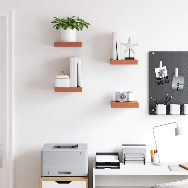 vidaXL Sienas plaukts 4 pcs Sarkana 23 x 23,5 x 4 cm Inženierijas koks