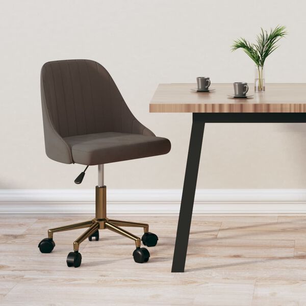 vidaXL grozāms virtuves krēsls, tum&scaron;i pelēks samts