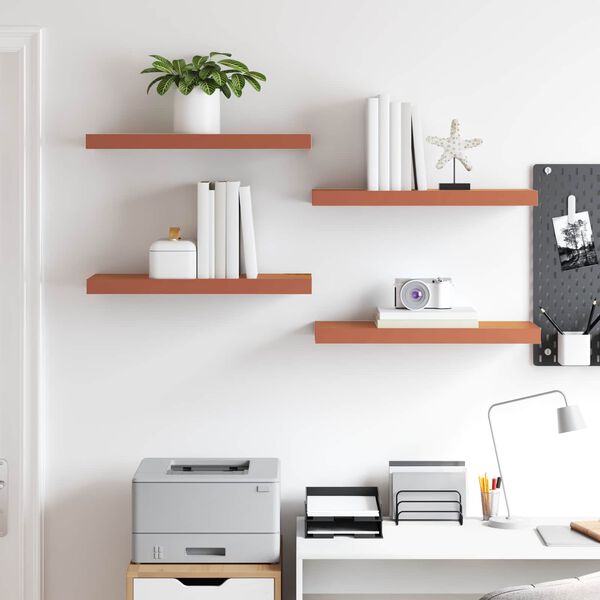 vidaXL Sienas plaukts 4 pcs Sarkana 60 x 23 x 4 cm Inženierijas koks