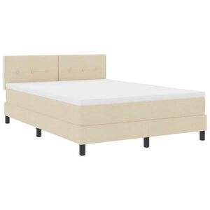 vidaXL Kastītes atsperu gulta ar matraci Krēmkrāsa 140 x 190 cm audums