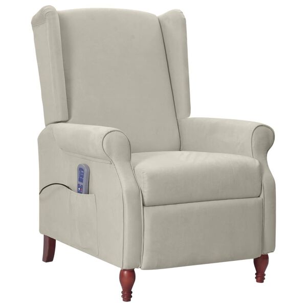 vidaXL masāžas krēsls, atgāžams, gai&scaron;i pelēks mikro&scaron;ķiedras audums