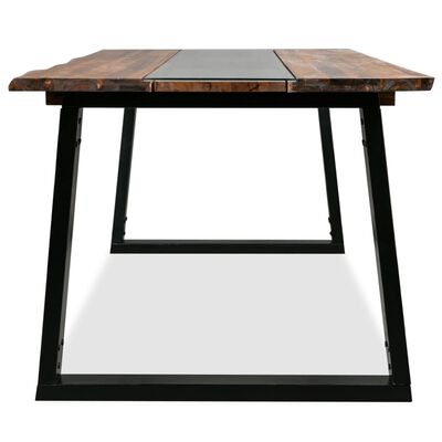 vidaXL virtuves galds, 180x90x75 cm, akācijas koks un stikls