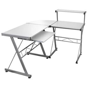 vidaXL stūra datorgalds, balts, 132x112x99 cm, inženierijas koks