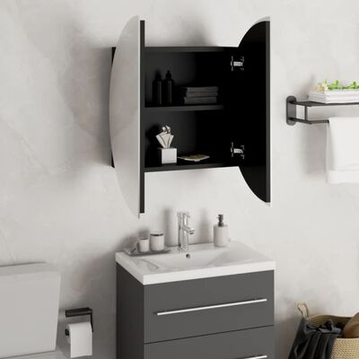vidaXL vannasistabas skapītis, spogulis ar LED, melns, 47x47x17,5 cm