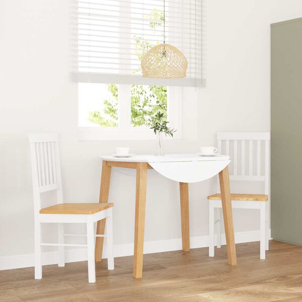 vidaXL Ēdamistabas krēsli 2 gab. Balta masīvkoka gumija