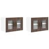 vidaXL Sienas stikla skapis PORTO 2 pcs Brūns ozols 60 x 31 x 40 cm