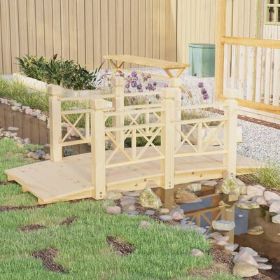 vidaXL dārza tiltiņš ar margām, 150x67x56 cm, egles masīvkoks