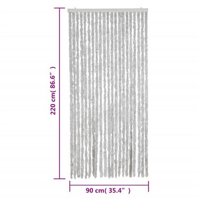 vidaXL kukaiņu aizkars, pelēks, 90x220 cm, šenils