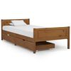 vidaXL gultas rāmis ar 2 atvilktnēm, medus brūns, priede, 90x200 cm