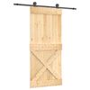 vidaXL Slīdo&scaron;ās durvis Dabiska un melna 95 x 210 cm Cieta priedes koks