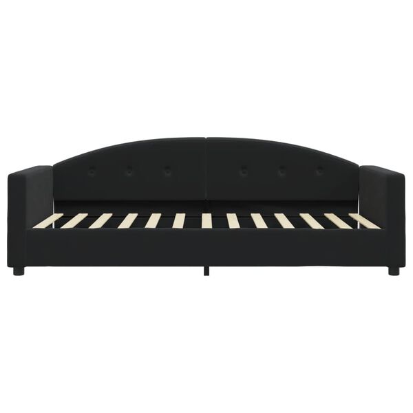 vidaXL izvelkams dīvāns ar matraci, melns, 90x200 cm, samts