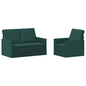 vidaXL Dīvānu komplekts 2 pcs Tum&scaron;i zaļ&scaron; Audums