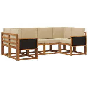 vidaXL Āra dīvānu komplekts 6 pcs Dabisks un bē&scaron;s Cietā akācijas koks