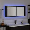 vidaXL LED spoguļa skapītis ar plauktu Melns ozolkoks 100 x 12 x 45 cm