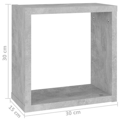 vidaXL kuba formas sienas plaukti, 6 gab., 30x15x30 cm, betona pelēki