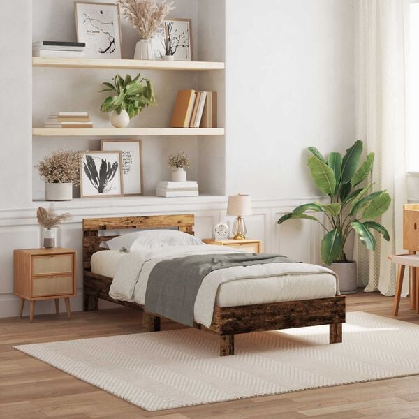 vidaXL Gultas rāmis ar LED Vecs koks 90 x 200 cm Inženierijas koks