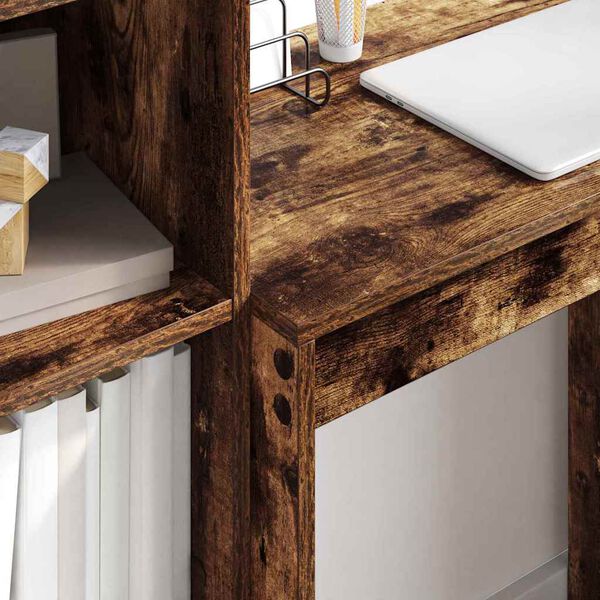 vidaXL Galds ar atvilktni 2 pcs Dūmaka ozols