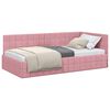 vidaXL Stūra gultas rāmis ar galvas klāju Rozā 90 cm x 190 cm Samts