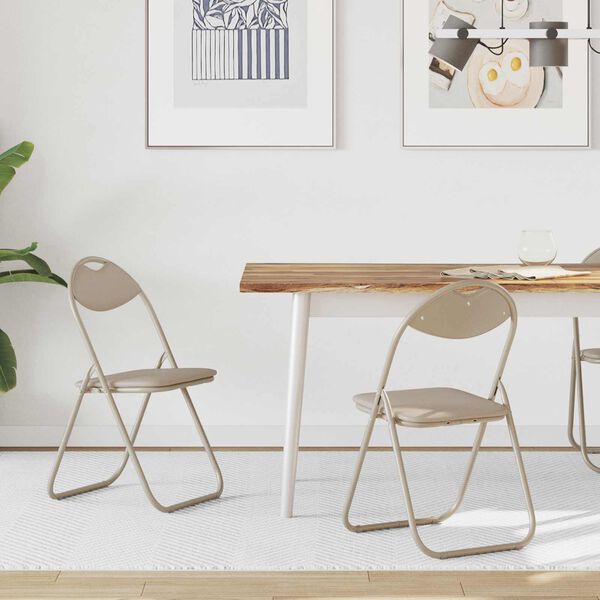 vidaXL Saliekamā krēsls 2 pcs Smil&scaron;u 48 x 43,5 x 81 cm Mākslīgā āda