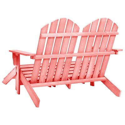 vidaXL divvietīgs dārza krēsls ar kāju balstiem, egles koks, rozā