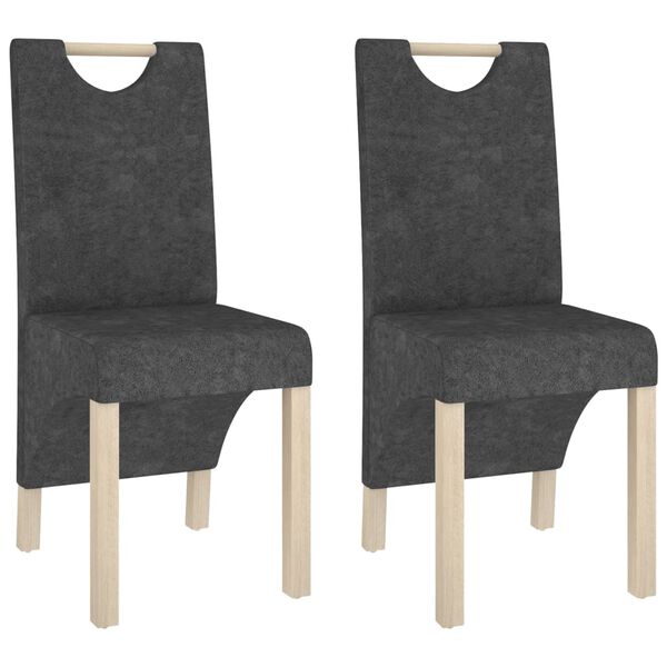 vidaXL virtuves krēsli, 2 gab., pelēka mākslīgā zam&scaron;āda