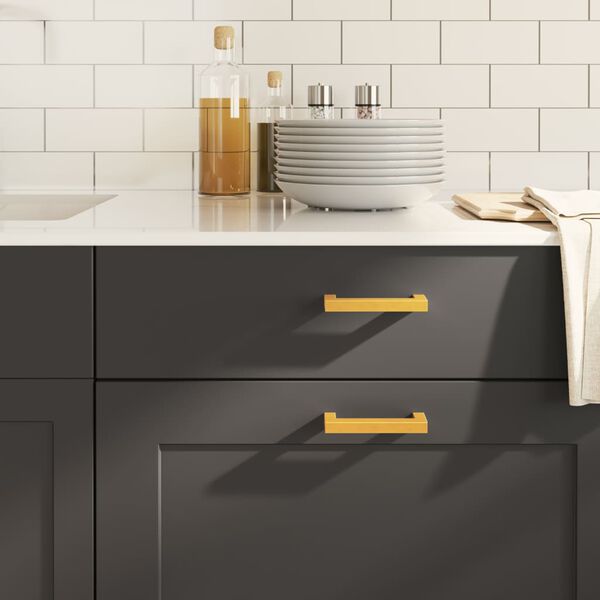 vidaXL skapja rokturi, 10 gab., zelta, 96 mm, nerūsējo&scaron;ais tērauds