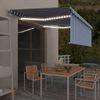 vidaXL markīze ar žalūziju, LED, vēja sensoru, 4x3 m, zila ar baltu