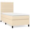 vidaXL atsperu gultas rāmis ar matraci, krēmkrāsas, 100x200 cm, audums