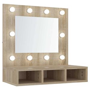 vidaXL spoguļskapītis ar LED, ozolkoka krāsa, 60x31,5x62 cm