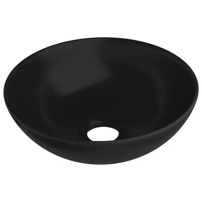 vidaXL vannasistabas izlietne, apaļa, matēta melna keramika