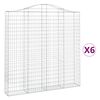 vidaXL arkveida gabiona grozi, 6 gb., 200x30x200/220cm, cinkota dzelzs