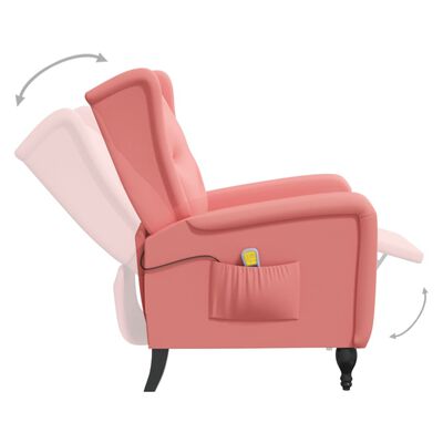 vidaXL masāžas krēsls, atgāžams, rozā samts
