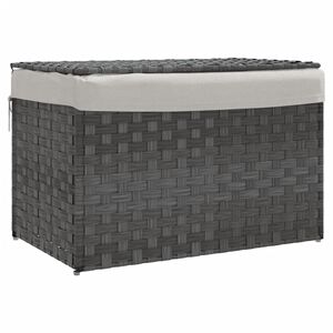 vidaXL veļas grozs ar vāku, pelēks, 55,5x35x34cm, mākslīgā rotangpalma