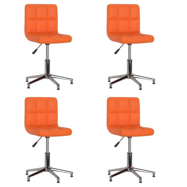 3087641 vidaXL Swivel Dining Chairs 4 pcs Orange Faux Leather (334412&times;2)