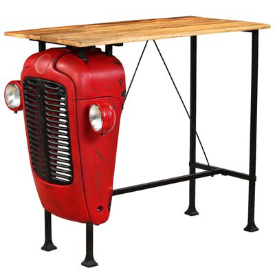 vidaXL bāra galds ar traktora detaļu, mango koks, 60x120x107cm, sarkans