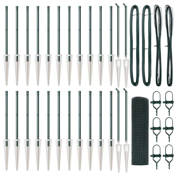 vidaXL Žoga āķis Zaļa 50 x 1 m (19 x 19 mm acu) Tērauds un PVC