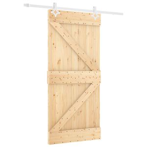 vidaXL Slīdo&scaron;ās durvis 90 x 210 cm Priedes masīvkoks Dabisks un balts