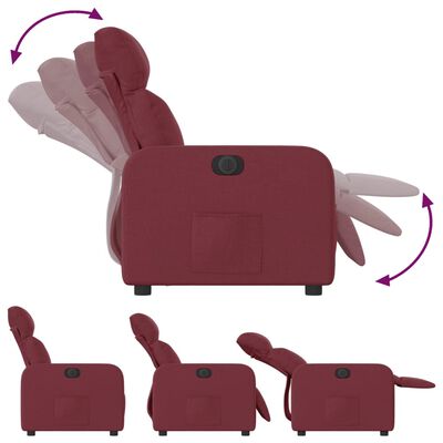 vidaXL elektrisks atpūtas krēsls, atgāžams, vīnsarkans audums
